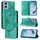 Per Motorola Moto E14 Custodia in pelle con motivo a farfalla in rilievo (verde) Per Motorola Moto E14 Custodia in pelle con motivo a farfalla in rilievo (verde)