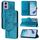 Per Motorola Moto E14 Custodia in pelle con motivo a farfalla in rilievo (blu) Per Motorola Moto E14 Custodia in pelle con motivo a farfalla in rilievo (blu)