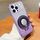 Per iPhone 14 Pro Custodia per telefono in TPU con supporto rotondo glitterato sfumato placcato (viola) Per iPhone 14 Pro Custodia per telefono in TPU con supporto rotondo glitterato sfumato placcato (viola)