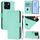 Custodia in pelle tinta unita per Honor X6a 4G con cordino (verde menta)