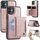 Per iPhone 12 AutSpace A13 MagSafe Magnetic RFID Flip Card Bag Custodia per telefono (oro rosa) Per iPhone 12 AutSpace A13 MagSafe Magnetic RFID Flip Card Bag Custodia per telefono (oro rosa)