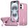 Per iPhone 16 Custodia per telefono con supporto MagSafe a nido d'ape (rosa)