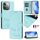Custodia in pelle con stampa RFID e sorriso globale per OPPO A5 Pro 5G (verde menta) Custodia in pelle con stampa RFID e sorriso globale per OPPO A5 Pro 5G (verde menta)
