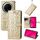 Per Huawei Mate 70 Pro+ Custodia in pelle goffrata con motivo a gatto e cane (oro) Per Huawei Mate 70 Pro+ Custodia in pelle goffrata con motivo a gatto e cane (oro)