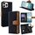Per iPhone 15 Pro Custodia per telefono con blocco RFID in pelle con cuciture colorate (nero) Per iPhone 15 Pro Custodia per telefono con blocco RFID in pelle con cuciture colorate (nero)
