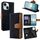 Per iPhone 13 Custodia per telefono con blocco RFID in pelle con cuciture colorate (nero) Per iPhone 13 Custodia per telefono con blocco RFID in pelle con cuciture colorate (nero)