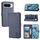 Per Google Pixel 10 Pro XL Custodia in pelle con motivo a gatto felice in rilievo (blu)