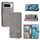 Per Google Pixel 10 Pro XL Custodia in pelle con motivo a gatto felice in rilievo (grigio)
