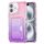 Per iPhone 16 Plus Custodia per telefono con copertura completa in TPU + slot per scheda PC a colori sfumati (rosa viola)