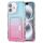 Per iPhone 16 Plus Custodia per telefono con copertura completa in TPU + slot per scheda PC con colore sfumato (azzurro cielo rosa)