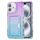 Per iPhone 16 Plus Custodia per telefono con copertura completa in TPU + slot per scheda PC con colore sfumato (viola cielo blu)