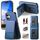 Per iPhone 16 Plus Twill Tessuto Pelle Verticale Flip RFID Card Bag Custodia per Telefono (Blu)