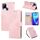 Custodia in pelle con 3 slot per carte di credito e motivo a fiori di rosa per Realme C25 / C12 / C15 (rosa) Custodia in pelle con 3 slot per carte di credito e motivo a fiori di rosa per Realme C25 / C12 / C15 (rosa)
