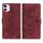 Per iPhone 11 Custodia per telefono in pelle smerigliata retrò con motivo mandala in rilievo (rosso) Per iPhone 11 Custodia per telefono in pelle smerigliata retrò con motivo mandala in rilievo (rosso)