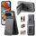 Per Google Pixel 9 Pro XL Twill Tessuto Pelle Verticale Flip RFID Card Bag Custodia per Telefono (Grigio)