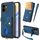Per OPPO Reno13 F Retro Card Wallet Fold Custodia in pelle per telefono con cinturino (blu)