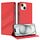 Per iPhone 13 mini Custodia per telefono in pelle retrò con portafoglio multifunzionale in rilievo (rosso) Per iPhone 13 mini Custodia per telefono in pelle retrò con portafoglio multifunzionale in rilievo (rosso)