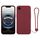Per iPhone 16e Custodia in silicone con cinturino da polso (rosso vino)