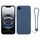 Per iPhone 16e Custodia in silicone con cinturino da polso (blu scuro)