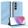 Per Samsung Galaxy S24 5G Custodia per telefono in pelle retrò con portafoglio multifunzionale in rilievo (azzurro chiaro) Per Samsung Galaxy S24 5G Custodia per telefono in pelle retrò con portafoglio multifunzionale in rilievo (azzurro chiaro)