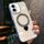 Per iPhone 16 Love Glitter Powder MagSafe Holder Custodia per telefono con pellicola per obiettivo (nero)