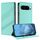 Custodia in pelle retrò con portafoglio multifunzionale in rilievo per Google Pixel 9 (verde menta)