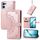 Custodia in pelle goffrata con motivo mandala floreale per OPPO Reno13 Pro (oro rosa)
