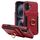 Custodia per iPhone 16 Plus con anello multifunzione, verticale, con portafoglio e cover posteriore in pelle (rossa)