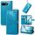 Custodia in pelle con stampa mandala floreale per Google Pixel 9a (blu)