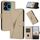 Custodia in pelle con fibbia e motivo a triangolo per ZTE Blade V60 (oro)