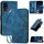 Custodia a libro in pelle con motivo a farfalla in rilievo per TCL 40 R 5G con cordino (blu scuro) Custodia a libro in pelle con motivo a farfalla in rilievo per TCL 40 R 5G con cordino (blu scuro)