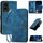 Custodia a libro in pelle con motivo a farfalla in rilievo per TCL 50 LE Grid con cordino (blu scuro) Custodia a libro in pelle con motivo a farfalla in rilievo per TCL 50 LE Grid con cordino (blu scuro)