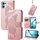 Custodia in pelle goffrata con motivo a farfalla e fiori per OPPO Reno13 (oro rosa)