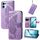 Custodia in pelle goffrata con motivo a farfalla e fiori per OPPO Reno13 Pro (viola chiaro)
