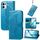 Custodia in pelle goffrata con motivo a farfalla e fiori per OPPO Reno13 Pro (blu)