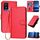 Custodia per telefono in pelle con fibbia in fibra di carbonio per TCL 501 YX0070 con cordino (rosso) Custodia per telefono in pelle con fibbia in fibra di carbonio per TCL 501 YX0070 con cordino (rosso)