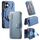 Custodia in pelle con cerniera ad anello per iPhone 16, anti-RFID, MagSafe (blu)
