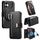 Custodia in pelle con cerniera ad anello per iPhone 16, anti-RFID, MagSafe (nera)
