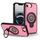 Custodia magnetica con supporto ad anello per iPhone 16e (rosa brillante)