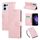 Custodia in pelle con 3 slot per carte di credito e motivo a fiori di rosa per OPPO Reno13 5G (rosa)