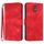 Custodia in pelle con motivo a linee per ZTE Blade A32 (rossa)