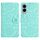 Custodia in pelle con motivo floreale in rilievo per Samsung Galaxy S25 Edge 5G (verde chiaro)