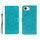 Custodia in pelle con stampa mandala solare per iPhone 16e (blu)