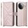 Custodia in pelle multifunzionale con 6 slot per schede per Xiaomi Poco F7 Pro 5G / F7 Ultra con cinturino da polso (rosa)