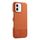 Custodia per iPhone 16 Plus in PU ibrida con rivestimento in tessuto con cuciture MagSafe e magnete per PC (marrone)