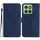 Custodia in pelle goffrata con cuciture per Motorola Edge 60 5G (blu)