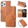 Custodia in pelle con 3 scomparti per carte di credito e motivo a fiori di rosa per iPhone 16 Pro Max (marrone)