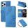 Custodia in pelle con 3 slot per carte di credito e motivo a fiori di rosa per iPhone 16 Pro (blu)