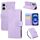 Custodia in pelle con 3 slot per carte di credito e motivo a fiori di rosa per iPhone 16 Plus (viola) Custodia in pelle con 3 slot per carte di credito e motivo a fiori di rosa per iPhone 16 Plus (viola)