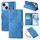 Custodia in pelle con 3 slot per carte di credito e motivo a fiori di rosa per iPhone 15 (blu) Custodia in pelle con 3 slot per carte di credito e motivo a fiori di rosa per iPhone 15 (blu)